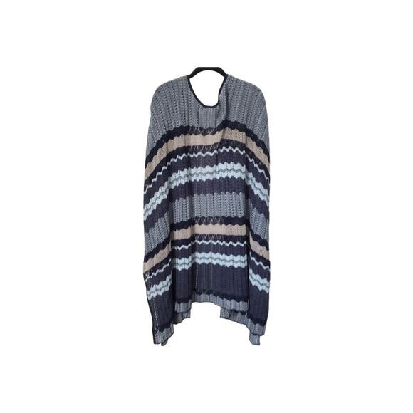 Catherines Sweater Size 4X Blue Striped Sleeveless Open Front Cardigan Kimono - Picture 6 of 12